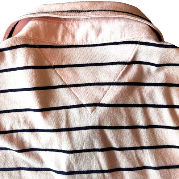 Tommy Hilfiger Men’s Polo Pink with Navy Stripes Size Small - Picture 7 of 10